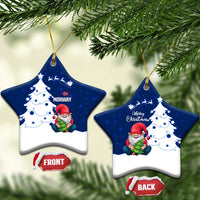 Norway Christmas Ceramic Ornament with Nordic Gnome Santa White Tree and Snowflake - Wonder Print Shop