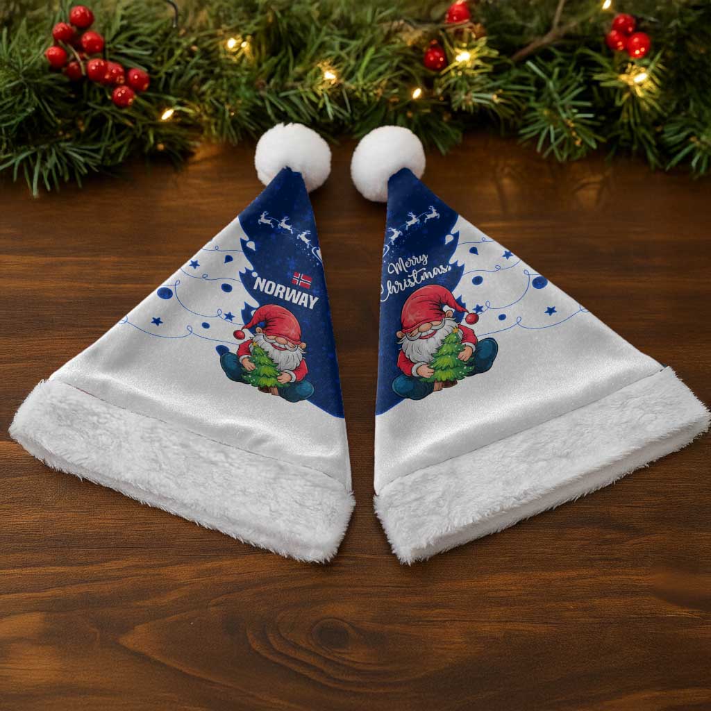 Norway Christmas Santa Hat with Nordic Gnome Santa White Tree and Snowflake - Wonder Print Shop