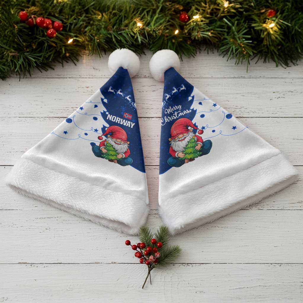 Norway Christmas Santa Hat with Nordic Gnome Santa White Tree and Snowflake - Wonder Print Shop