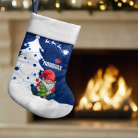 Norway Christmas Stocking with Nordic Gnome Santa White Tree and Snowflake - Wonder Print Shop