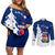 Norway Christmas Couples Matching Off Shoulder Short Dress and Long Sleeve Button Shirt with Nordic Gnome Santa White Tree and Snowflake - Wonder Print Shop