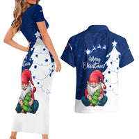 Norway Christmas Couples Matching Short Sleeve Bodycon Dress and Hawaiian Shirt with Nordic Gnome Santa White Tree and Snowflake - Wonder Print Shop