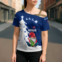 Norway Christmas Cross Shoulder Shirt with Nordic Gnome Santa White Tree and Snowflake - Wonder Print Shop