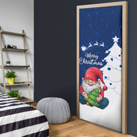 Norway Christmas Door Cover with Nordic Gnome Santa White Tree and Snowflake - Wonder Print Shop