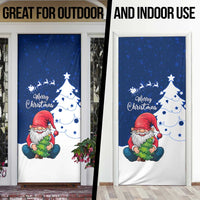 Norway Christmas Door Cover with Nordic Gnome Santa White Tree and Snowflake - Wonder Print Shop