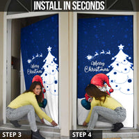 Norway Christmas Door Cover with Nordic Gnome Santa White Tree and Snowflake - Wonder Print Shop