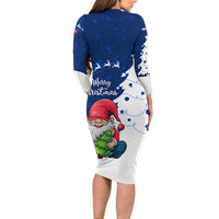 Norway Christmas Family Matching Long Sleeve Bodycon Dress and Hawaiian Shirt with Nordic Gnome Santa White Tree and Snowflake - Wonder Print Shop