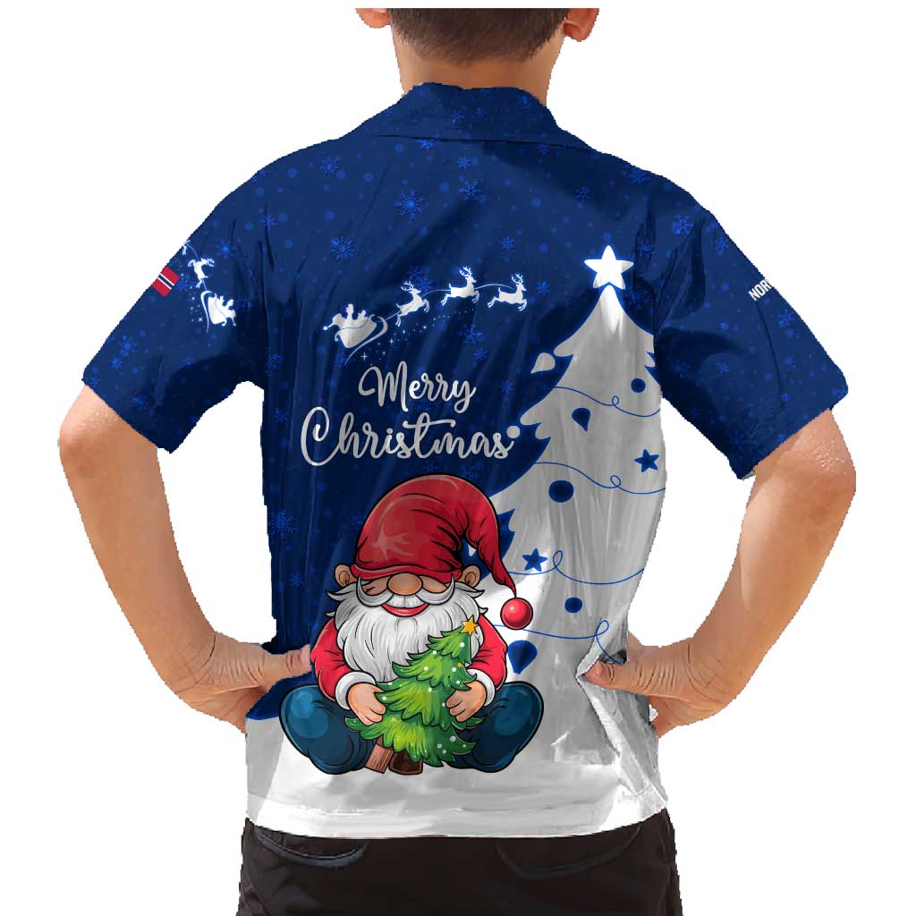 Norway Christmas Family Matching Mermaid Dress and Hawaiian Shirt with Nordic Gnome Santa White Tree and Snowflake - Wonder Print Shop