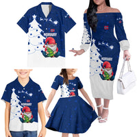 Norway Christmas Family Matching Off The Shoulder Long Sleeve Dress and Hawaiian Shirt with Nordic Gnome Santa White Tree and Snowflake - Wonder Print Shop
