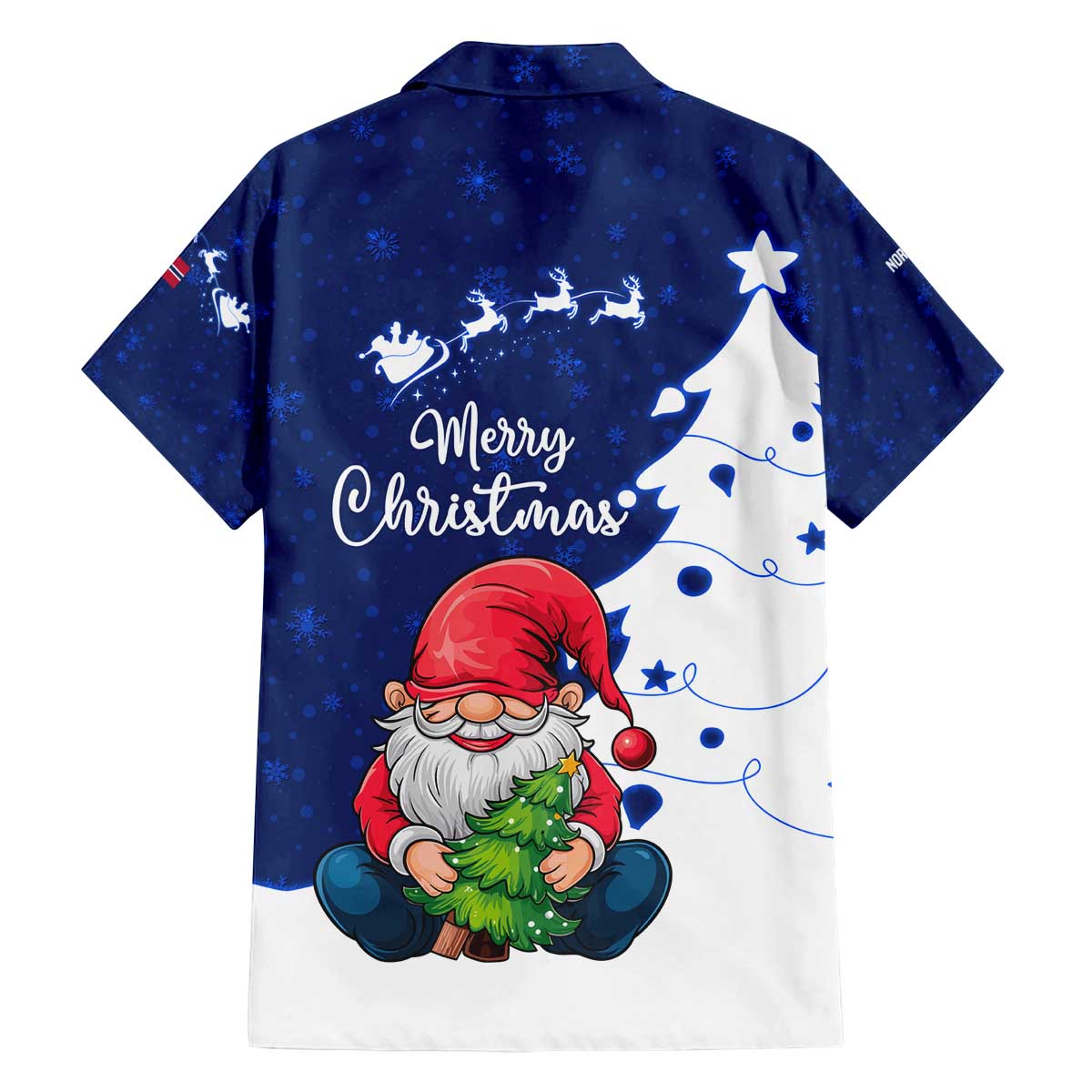 Norway Christmas Family Matching Off The Shoulder Long Sleeve Dress and Hawaiian Shirt with Nordic Gnome Santa White Tree and Snowflake - Wonder Print Shop