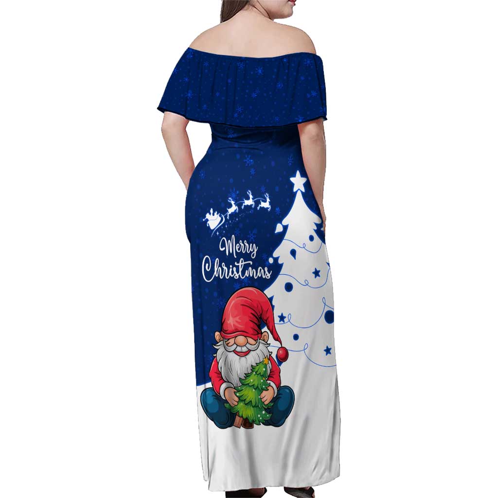 Norway Christmas Family Matching Off Shoulder Maxi Dress and Hawaiian Shirt with Nordic Gnome Santa White Tree and Snowflake - Wonder Print Shop