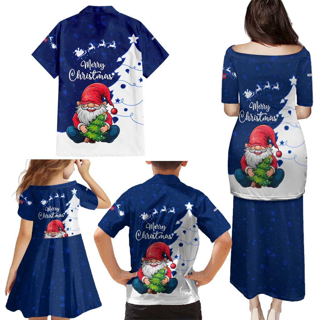Norway Christmas Family Matching Puletasi and Hawaiian Shirt with Nordic Gnome Santa White Tree and Snowflake - undefined