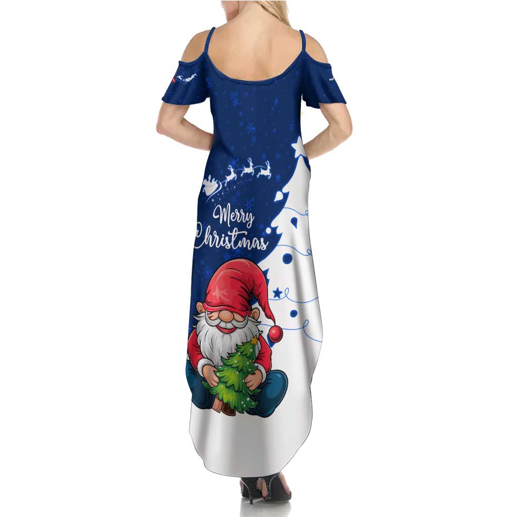 Norway Christmas Family Matching Summer Maxi Dress and Hawaiian Shirt with Nordic Gnome Santa White Tree and Snowflake - Wonder Print Shop