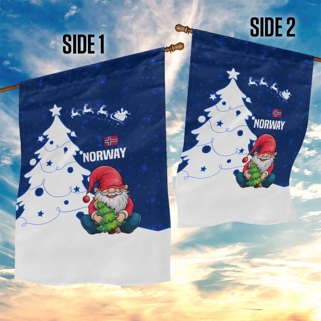 Norway Christmas Garden Flag with Nordic Gnome Santa White Tree and Snowflake - Wonder Print Shop