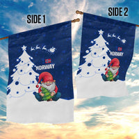 Norway Christmas Garden Flag with Nordic Gnome Santa White Tree and Snowflake - Wonder Print Shop