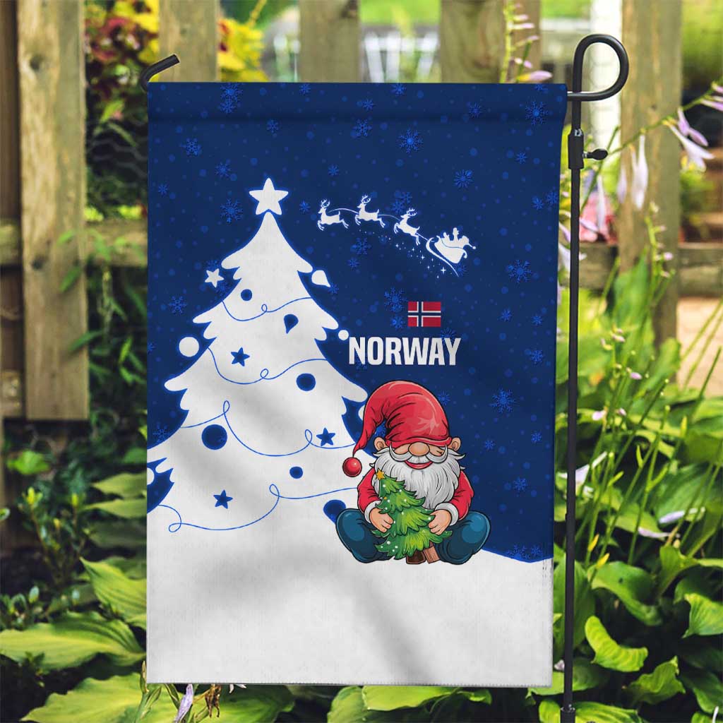 Norway Christmas Garden Flag with Nordic Gnome Santa White Tree and Snowflake - Wonder Print Shop