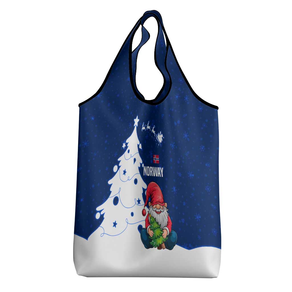 Norway Christmas Grocery Bag with Nordic Gnome Santa White Tree and Snowflake - Wonder Print Shop