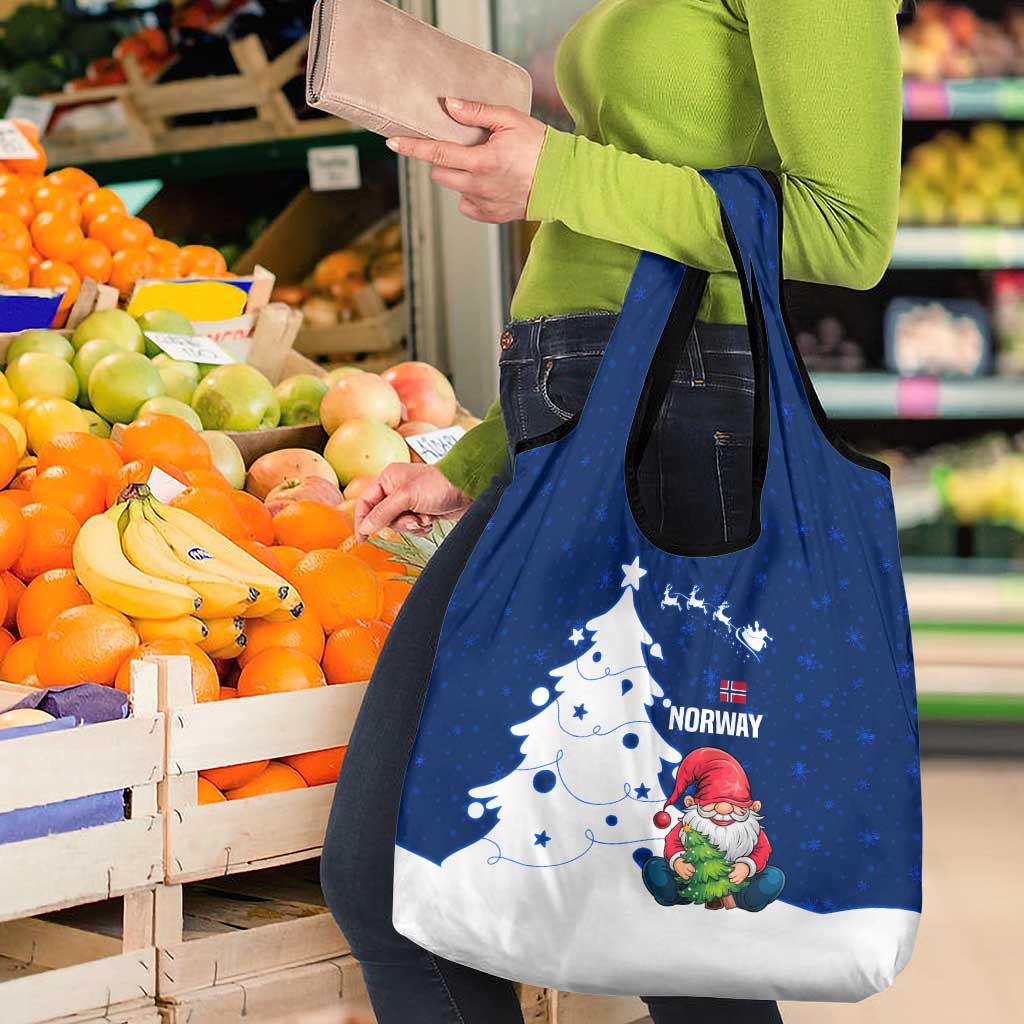 Norway Christmas Grocery Bag with Nordic Gnome Santa White Tree and Snowflake - Wonder Print Shop