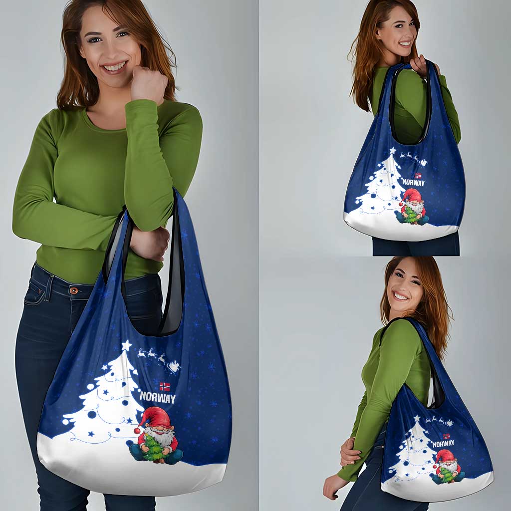 Norway Christmas Grocery Bag with Nordic Gnome Santa White Tree and Snowflake - Wonder Print Shop