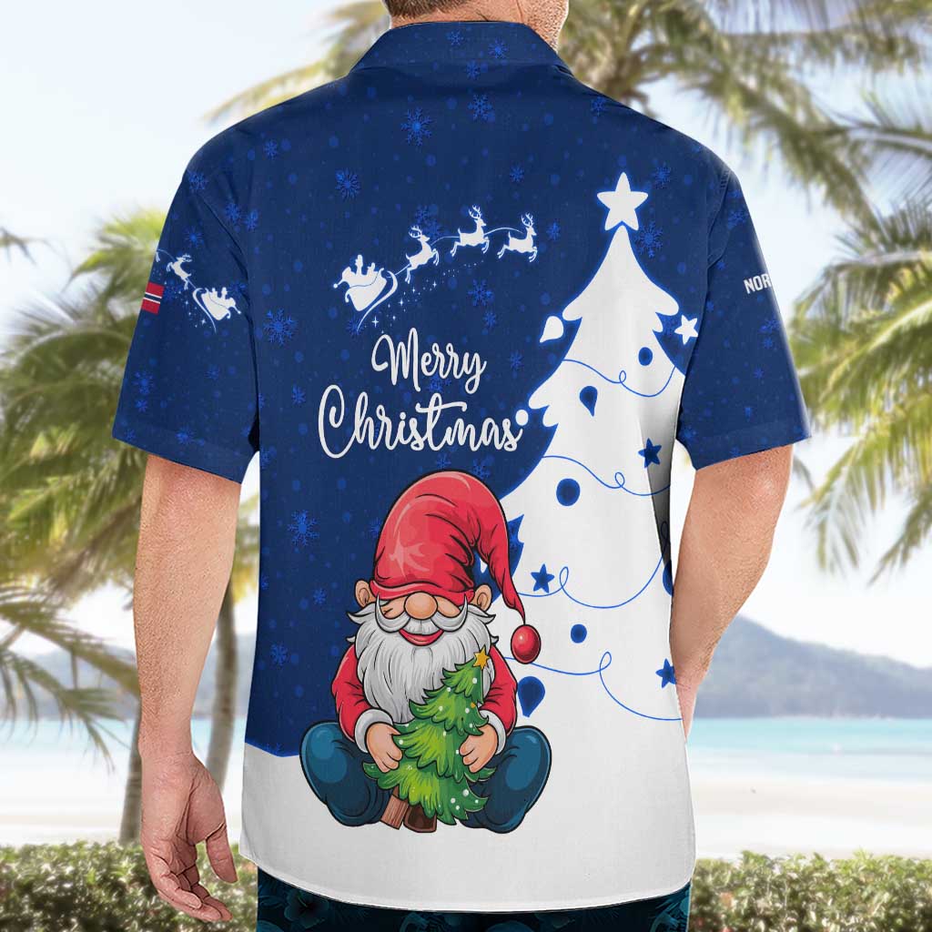 Norway Christmas Hawaiian Shirt with Nordic Gnome Santa White Tree and Snowflake - Wonder Print Shop