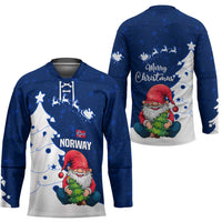 Norway Christmas Hockey Jersey with Nordic Gnome Santa White Tree and Snowflake - Wonder Print Shop