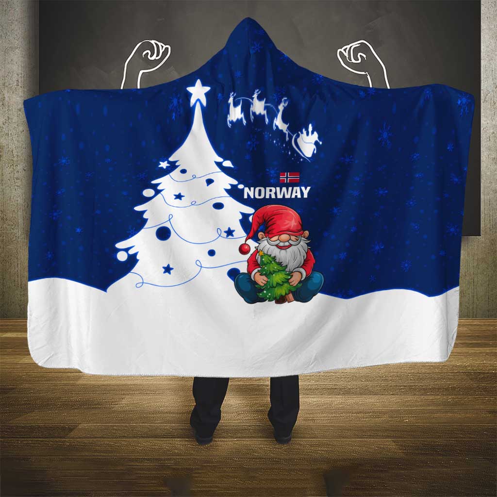 Norway Christmas Hooded Blanket with Nordic Gnome Santa White Tree and Snowflake - Wonder Print Shop