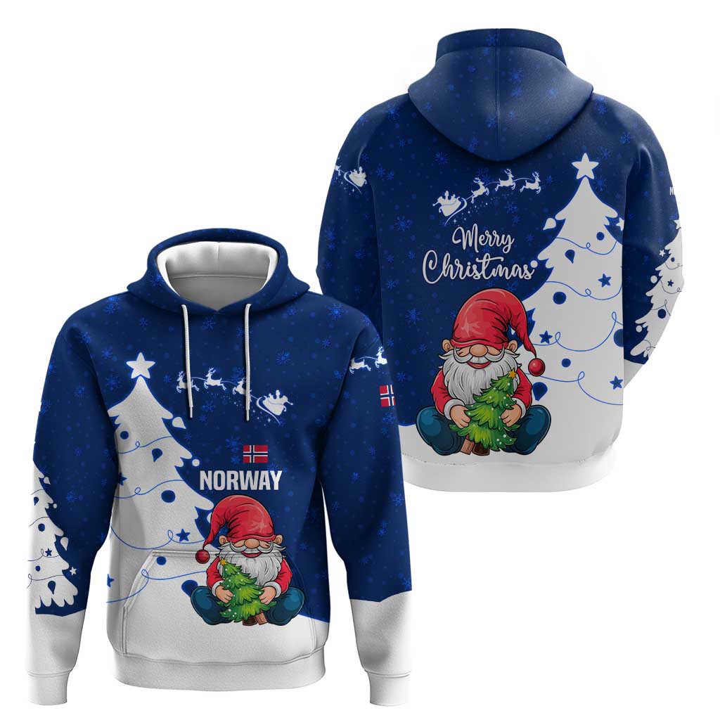 Norway Christmas Hoodie with Nordic Gnome Santa White Tree and Snowflake - Wonder Print Shop