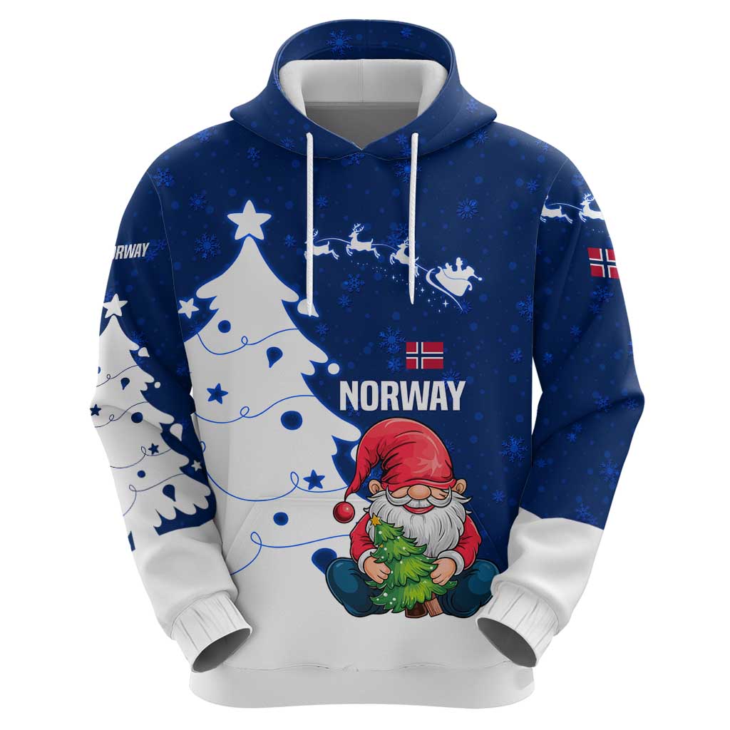 Norway Christmas Hoodie with Nordic Gnome Santa White Tree and Snowflake - Wonder Print Shop