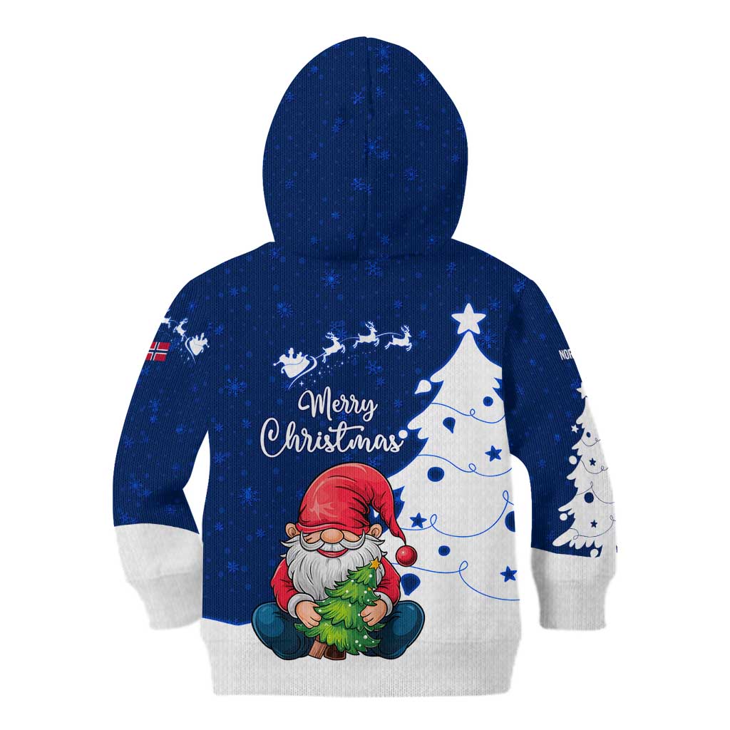 Norway Christmas Kid Hoodie with Nordic Gnome Santa White Tree and Snowflake - Wonder Print Shop