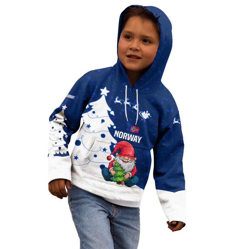 Norway Christmas Kid Hoodie with Nordic Gnome Santa White Tree and Snowflake - Wonder Print Shop
