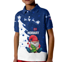 Norway Christmas Kid Polo Shirt with Nordic Gnome Santa White Tree and Snowflake - Wonder Print Shop