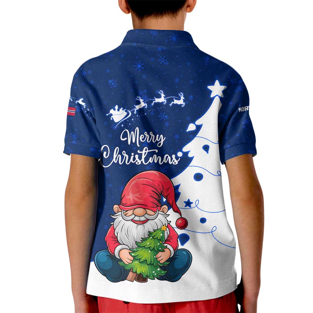 Norway Christmas Kid Polo Shirt with Nordic Gnome Santa White Tree and Snowflake - Wonder Print Shop