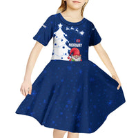 Norway Christmas Kid Short Sleeve Dress with Nordic Gnome Santa White Tree and Snowflake - Wonder Print Shop
