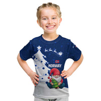Norway Christmas Kid T Shirt with Nordic Gnome Santa White Tree and Snowflake - Wonder Print Shop