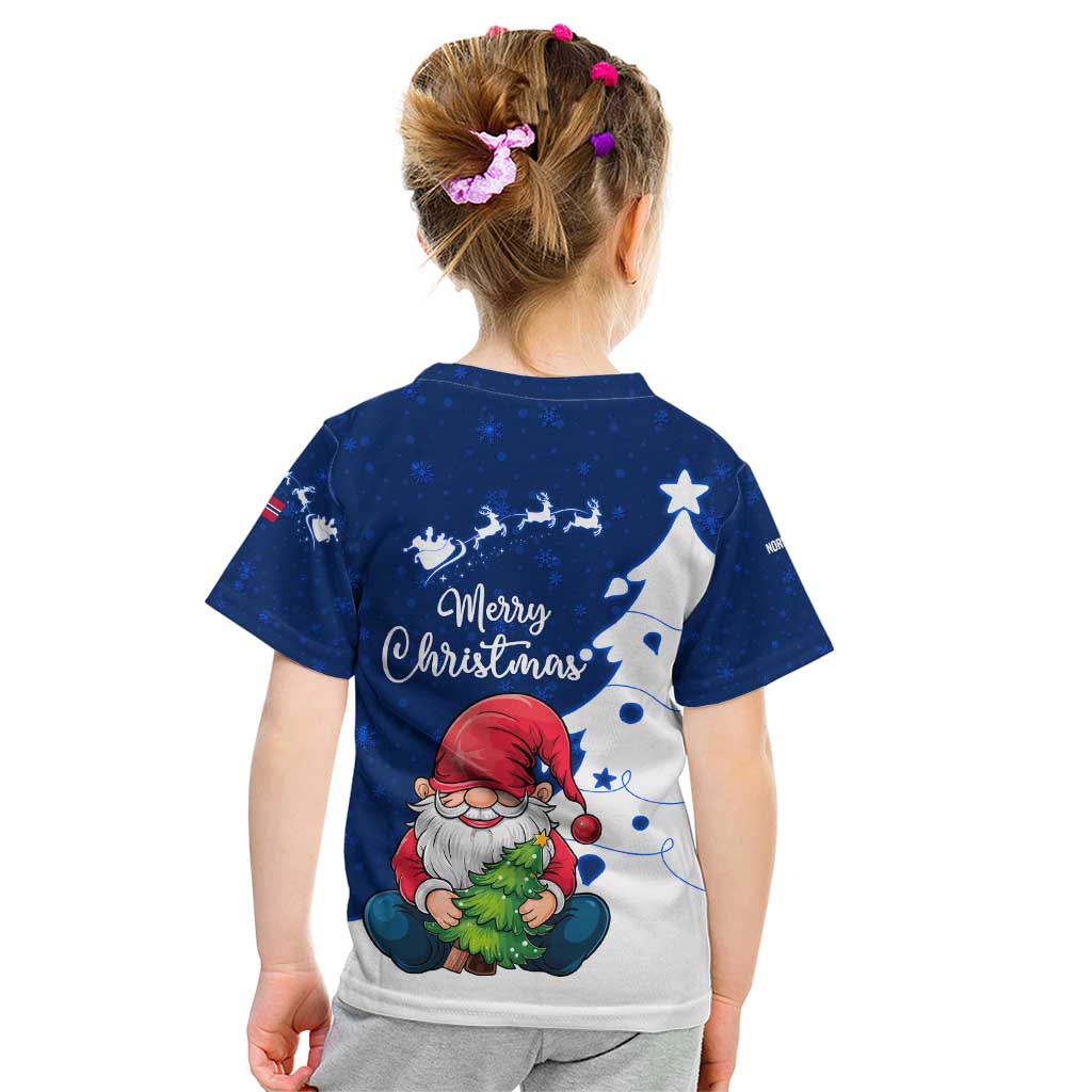 Norway Christmas Kid T Shirt with Nordic Gnome Santa White Tree and Snowflake - Wonder Print Shop