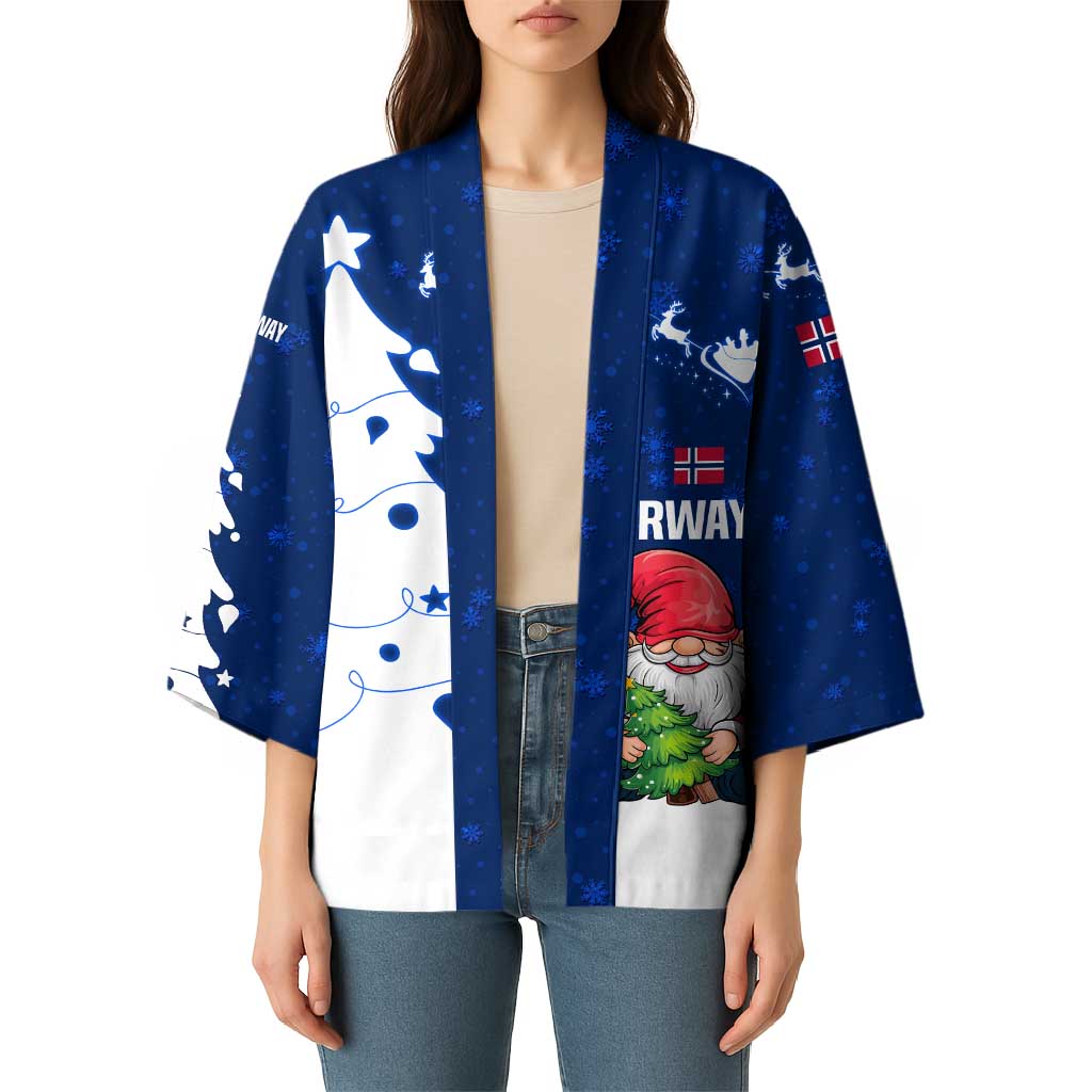Norway Christmas Kimono with Nordic Gnome Santa White Tree and Snowflake - Wonder Print Shop