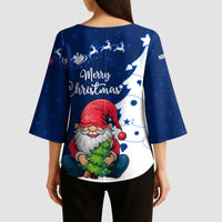 Norway Christmas Kimono Sleeve Blouse with Nordic Gnome Santa White Tree and Snowflake - Wonder Print Shop