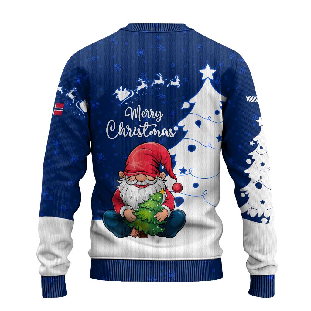 Norway Christmas Ugly Christmas Sweater with Nordic Gnome Santa White Tree and Snowflake - Wonder Print Shop