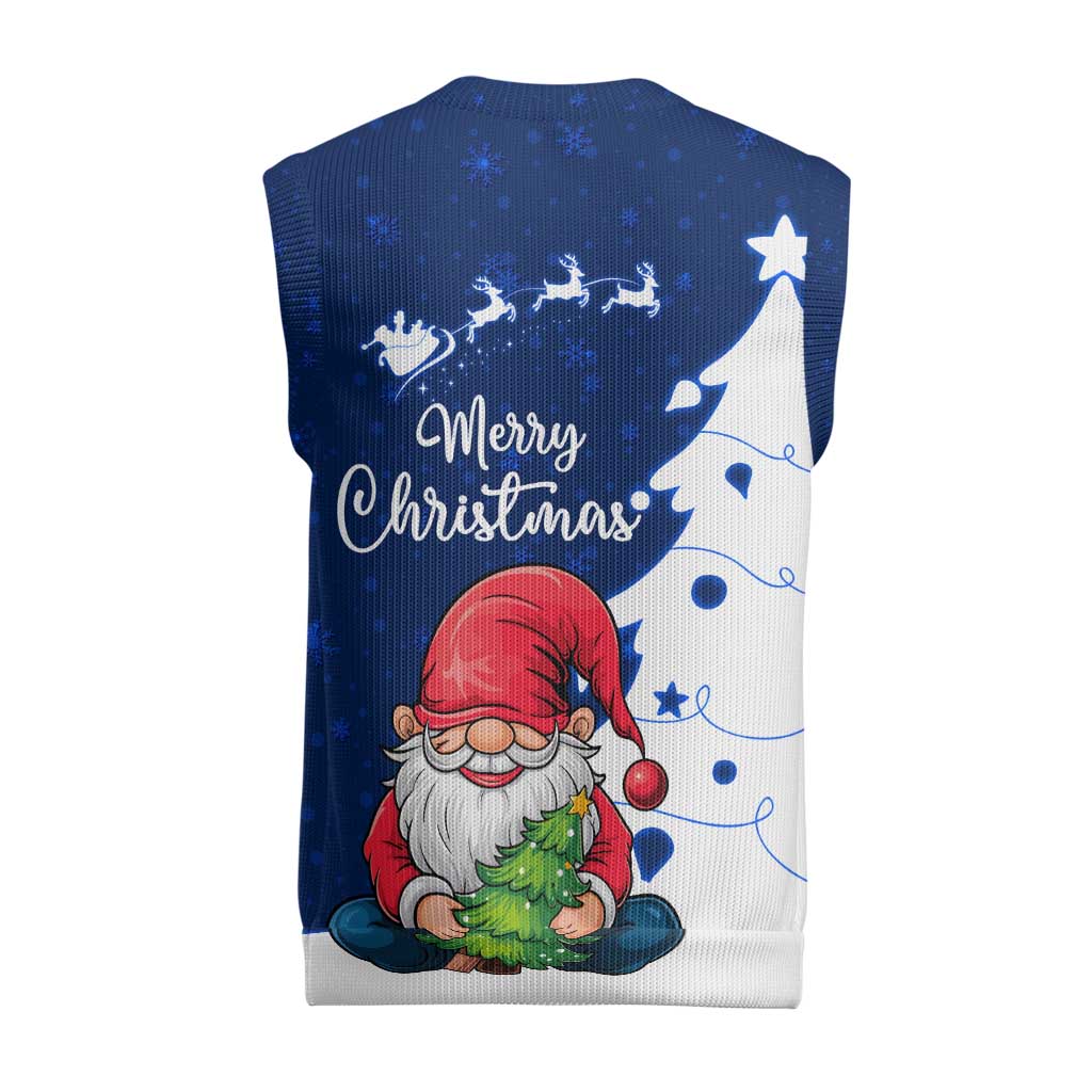 Norway Christmas Knitted V-Neck Vest with Nordic Gnome Santa White Tree and Snowflake - Wonder Print Shop