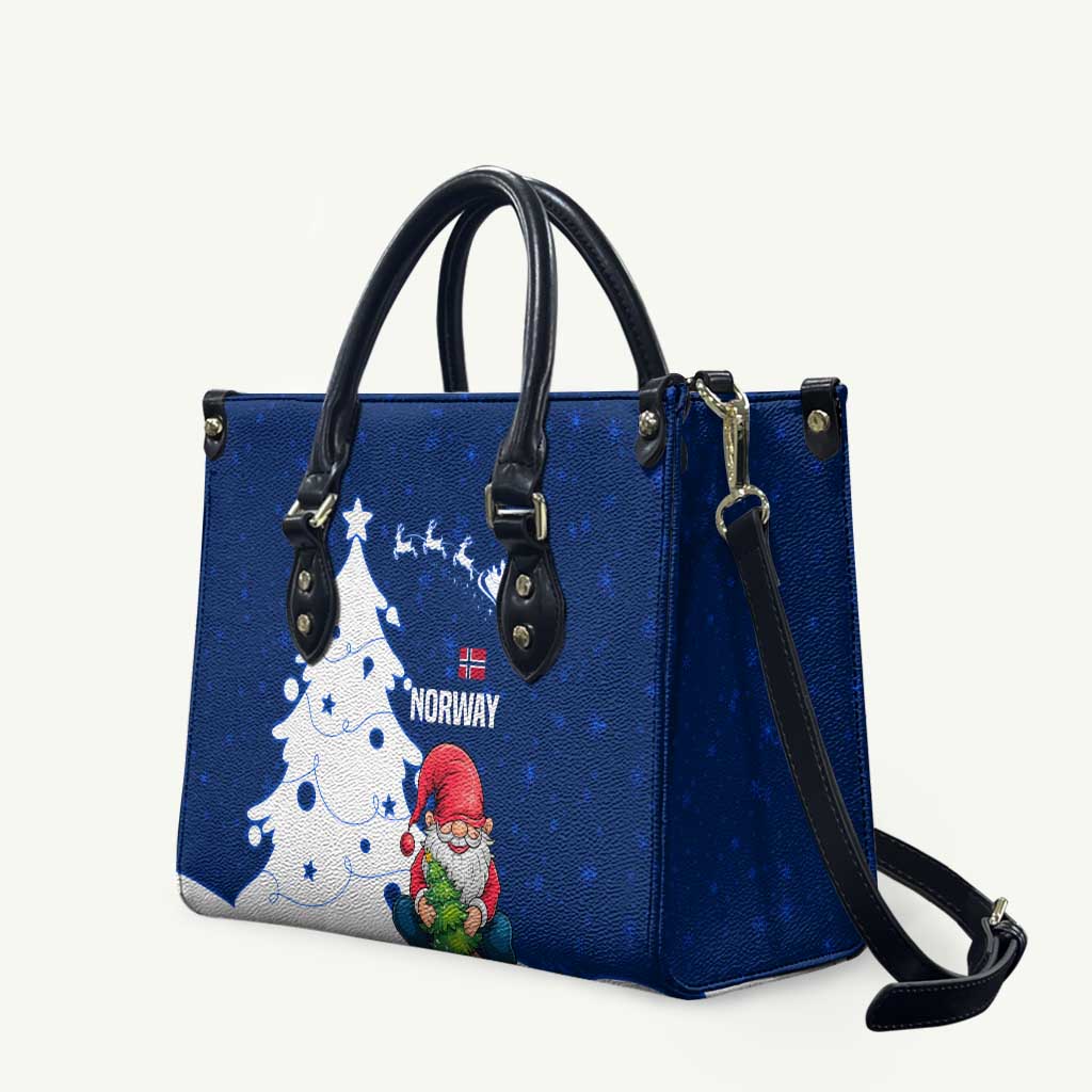 Norway Christmas Leather Bag with Nordic Gnome Santa White Tree and Snowflake - Wonder Print Shop
