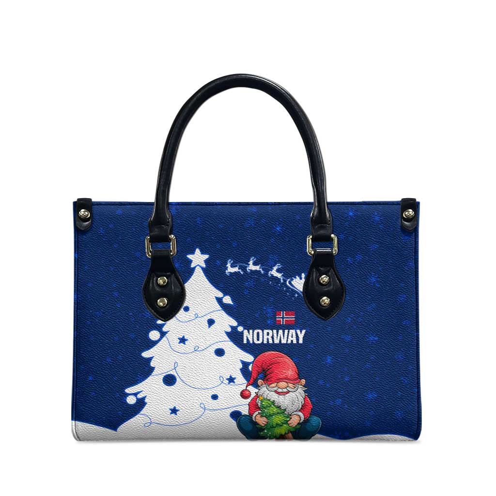 Norway Christmas Leather Bag with Nordic Gnome Santa White Tree and Snowflake - Wonder Print Shop
