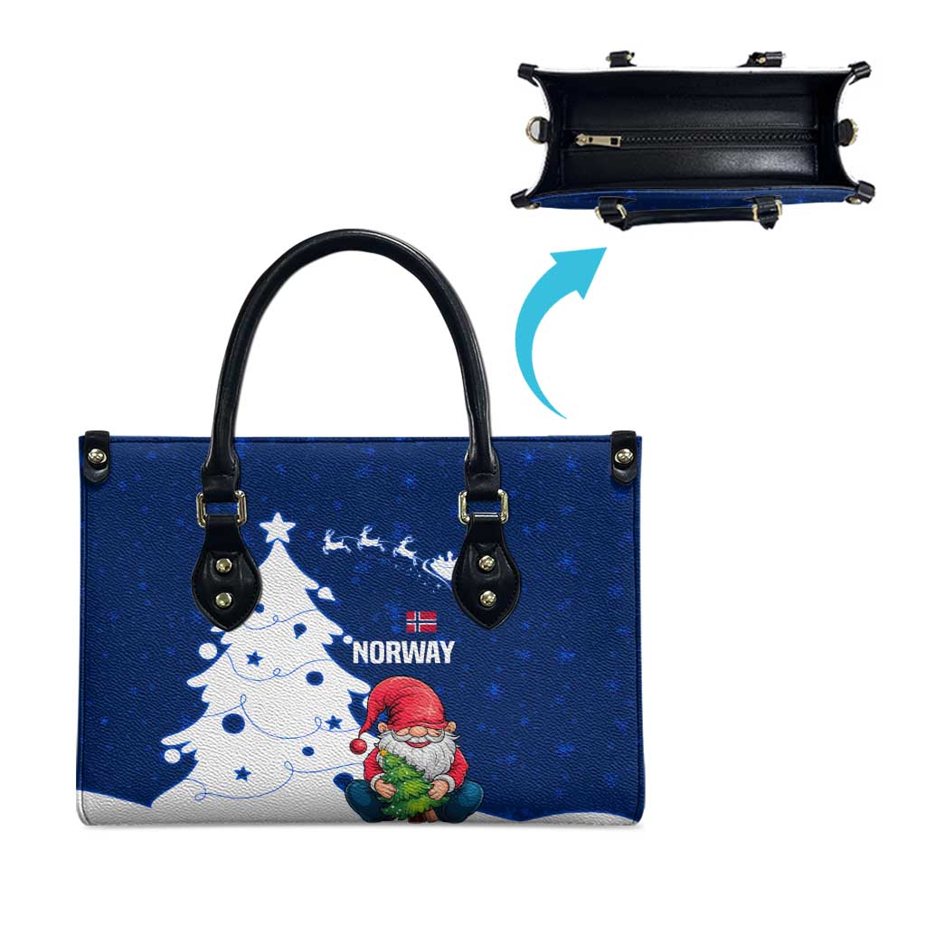 Norway Christmas Leather Bag with Nordic Gnome Santa White Tree and Snowflake - Wonder Print Shop