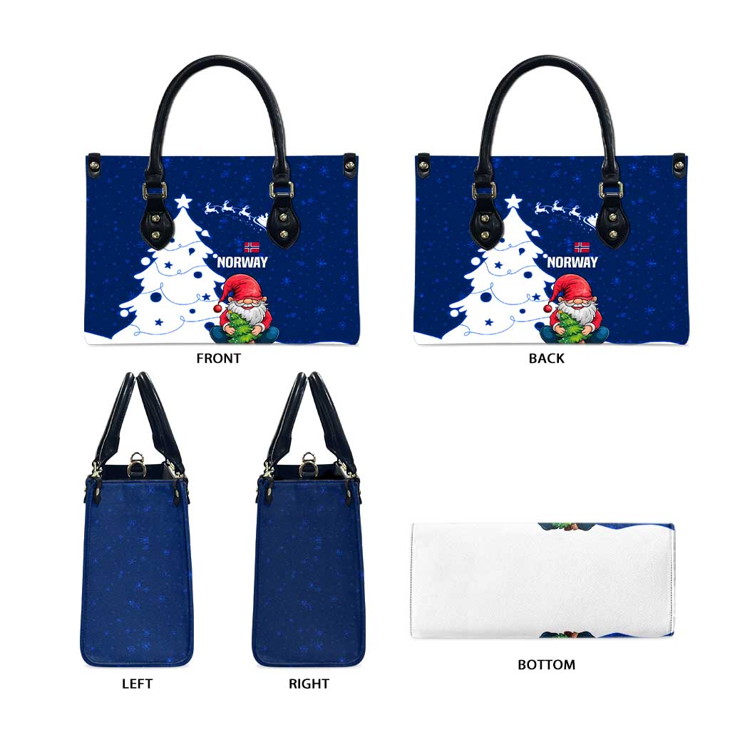 Norway Christmas Leather Bag with Nordic Gnome Santa White Tree and Snowflake - Wonder Print Shop