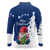 Norway Christmas Long Sleeve Polo Shirt with Nordic Gnome Santa White Tree and Snowflake - Wonder Print Shop