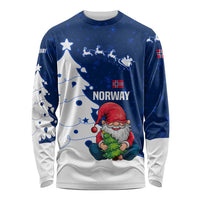Norway Christmas Long Sleeve Shirt with Nordic Gnome Santa White Tree and Snowflake - Wonder Print Shop