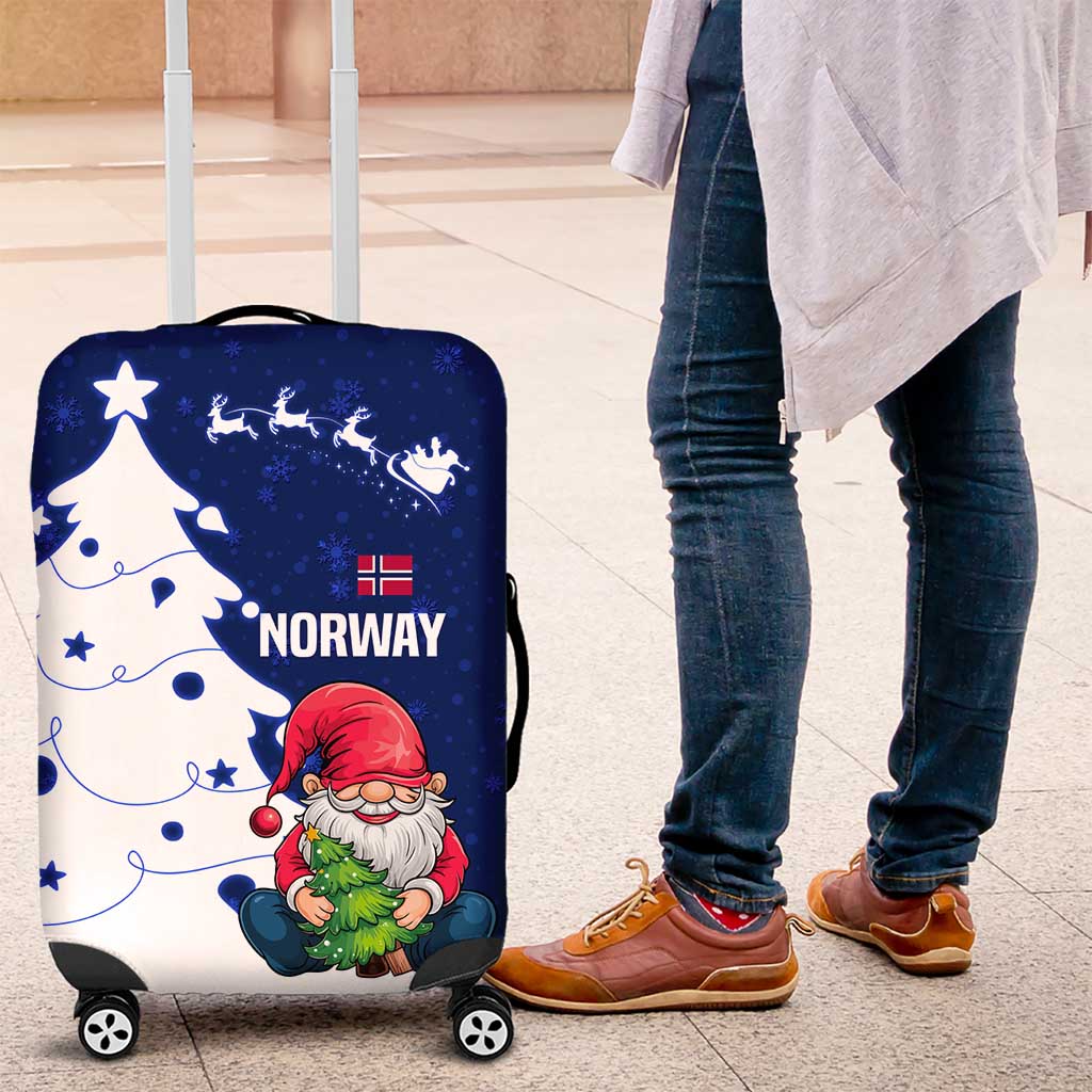 Norway Christmas Luggage Cover with Nordic Gnome Santa White Tree and Snowflake - Wonder Print Shop