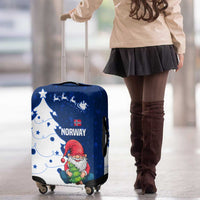 Norway Christmas Luggage Cover with Nordic Gnome Santa White Tree and Snowflake - Wonder Print Shop