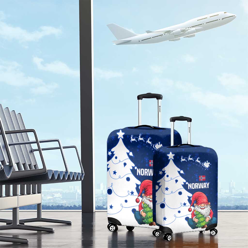 Norway Christmas Luggage Cover with Nordic Gnome Santa White Tree and Snowflake - Wonder Print Shop
