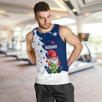 Norway Christmas Men Tank Top with Nordic Gnome Santa White Tree and Snowflake - Wonder Print Shop