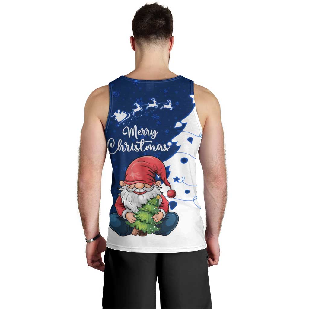 Norway Christmas Men Tank Top with Nordic Gnome Santa White Tree and Snowflake - Wonder Print Shop